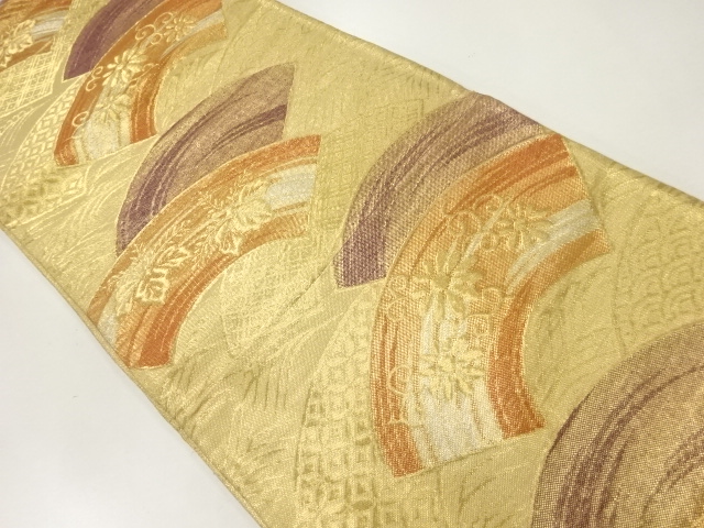 JAPANESE KIMONO / ANTIQUE FUKURO OBI / SILK / WOVEN JIGAMI & KIKU & PAULOWNIA